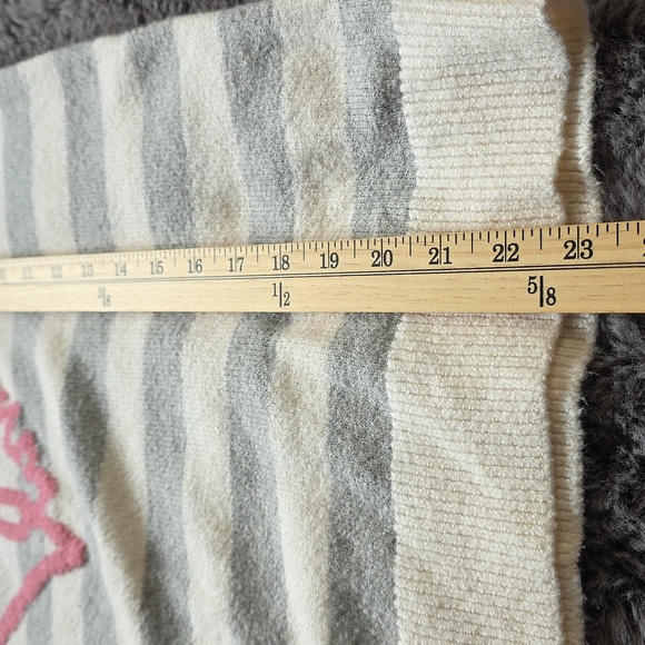 Loft striped Cream Grey Love Heart Soft sweater size M - Picture 12 of 12